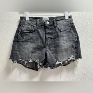 Father’s Daughter Tobi High Rise Jean Shorts Stretch Denim Fray Smolder Gray 26